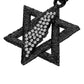Diamond Encrusted Land of David Pendant in 14K Solid Gold- Antique Black Rhodium Finish (0.40ctw Approx.)