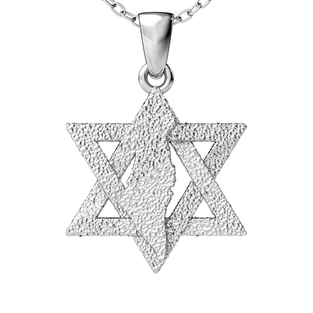 Land of David Pendant in Solid 14K White Gold