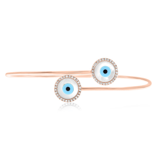 0.18ctw Evil Eye Bangle in 14K Gold
