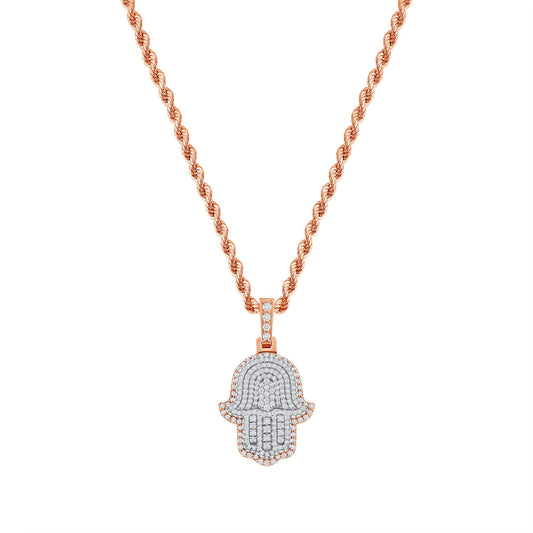 2.00ct Diamond Hamsa Pendant in 14K Rose Gold