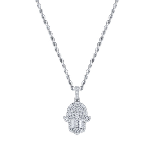 2.00ct Diamond Hamsa Pendant in 14K White Gold