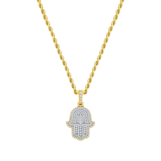 2.00ct Diamond Hamsa Pendant in 14K Yellow Gold