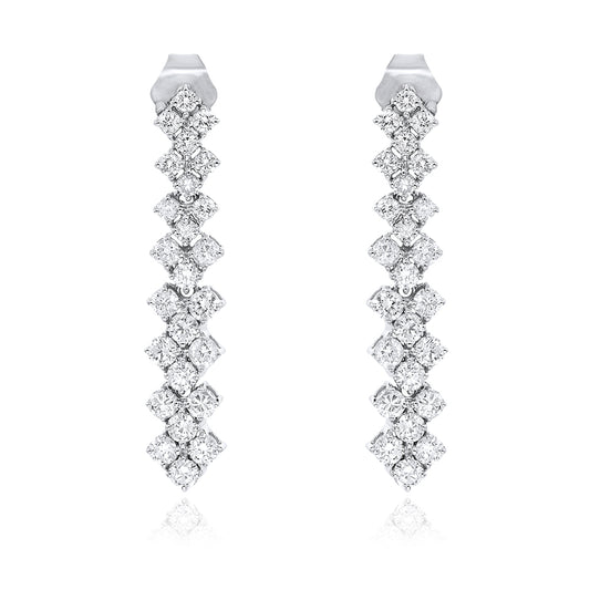 1.35ct Diamond Drop Earrings in 14K White Gold