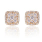 0.49ct Baguette And Round Diamond Cluster Studs in 14K Yellow Gold